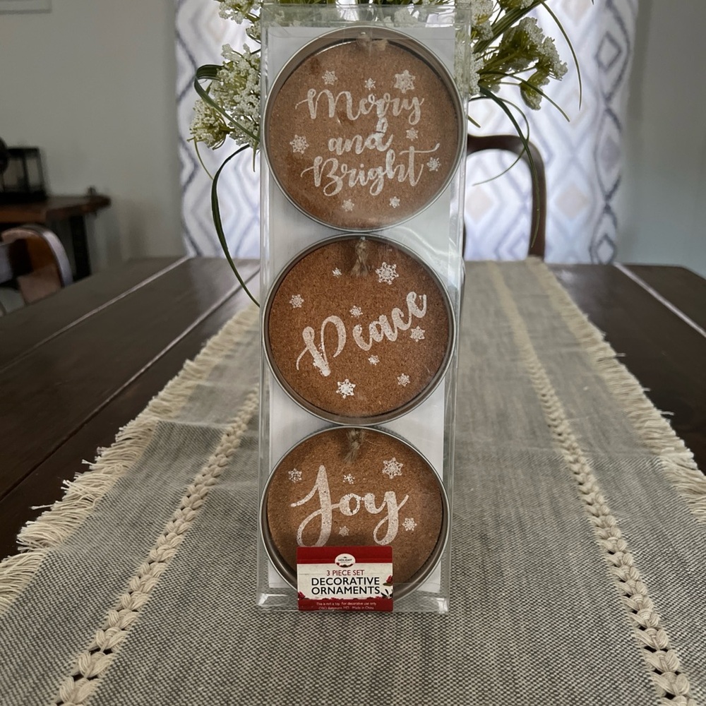 Holiday Collection 3PC Mason Jar Primitive Ornaments. NIB
